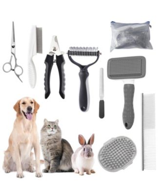 Aronkl Pet Bath Grooming Kit with Hair Brush Towel Washing Gloves Shampoo Scrubber - Grey 74$