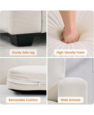 83 Inch Comfy Corduroy Couch Modern Upholstered Sofa Wide Armrests Cloud Couch Deep Seat Sturdy Living Room