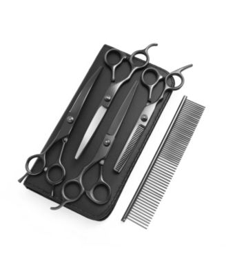 Aronkl Professional Dog Grooming Scissors Set with Nail Clippers Comb for Dogs Cats - Black