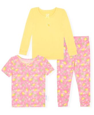 Toddler Girls' 12M-5T Round Neck Top and Printed Pants, 3-Piece Pajama Set