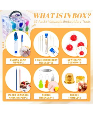 262Pack Embroidery Thread Floss Kit Cross Sewing Storage Box Tools 4-tier