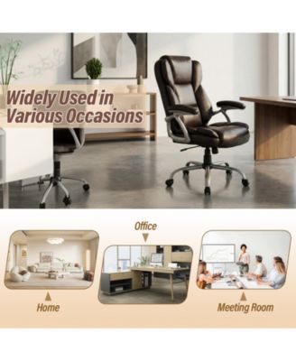 Ergonomic Executive Office Chair Leather Padded Seat Armrests