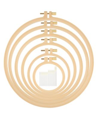 Burlywood Embroidery Hoops Plastic Round Cross Stitch Craft Sewing Frames 6 Sizes 3.6-10.7 Inch 16pcs
