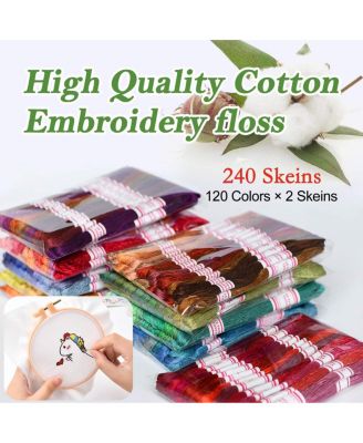 240 skeins Embroidery Floss Egyptian Cotton Cross Threads Friendship Bracelets String 120 colors