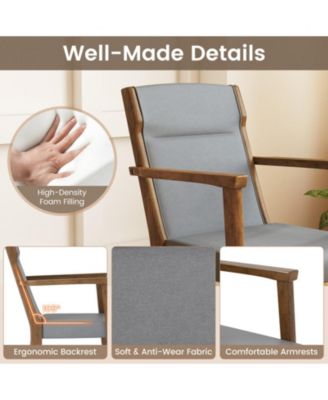 High-Back Wooden Accent Chairs Set of 2 with Padded Cushions