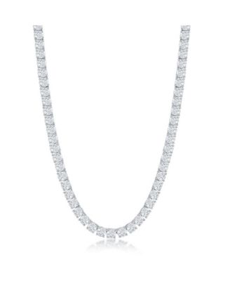 Stainless Steel, Round CZ Tennis Necklace