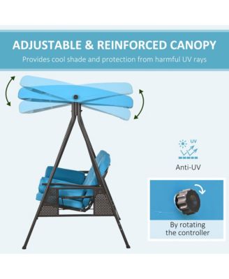 3-Seat Patio Swing w/ Tilt Canopy, Cushions and Cup Tray,