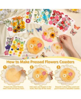 235 Pcs Pressed Dried Flowers Bulk Dry Molds Candles Diy Art Making Tweezers Butterfly Stickers Set