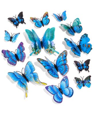 24pcs 3D Butterfly Wall Decor Double Layer Decal Party Decoration