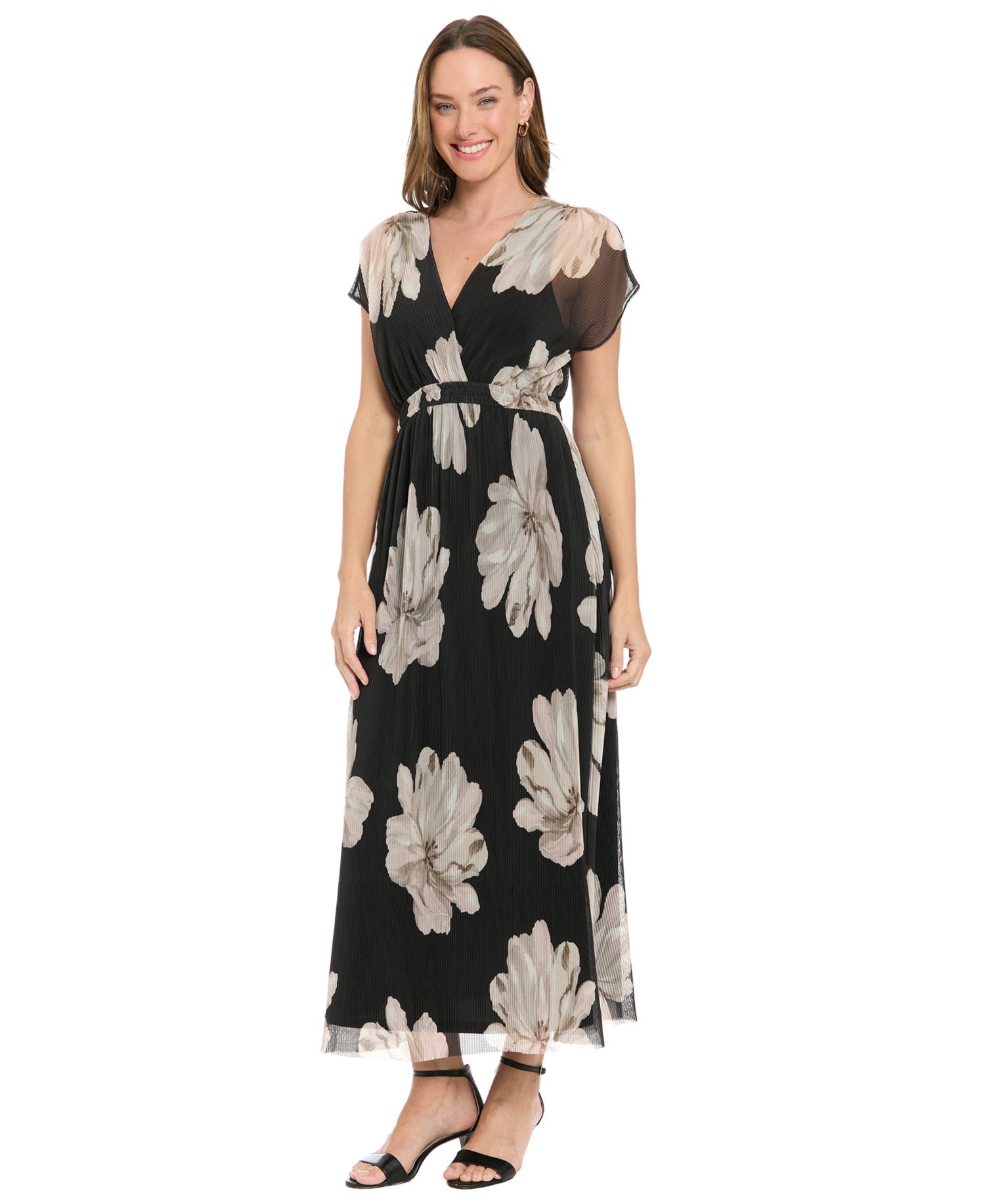 Petite Printed Surplice Neck Maxi Dress