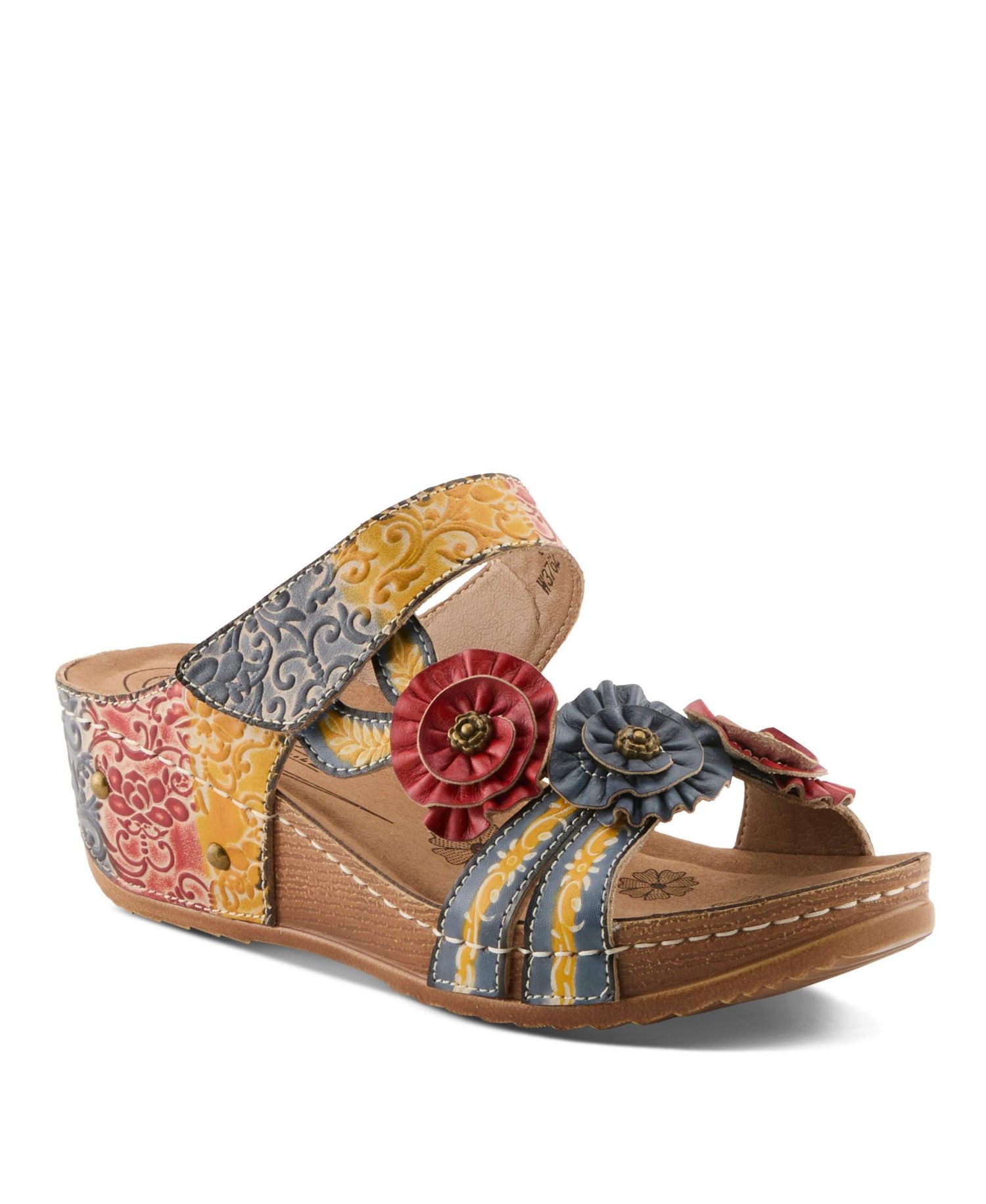 Women s Ohsosweet Floral Leather Wedge with Soft Cushioned Insole