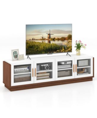 70 in TV Stand with 4 Tempered Glass Doors for TVs up to 75