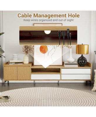 71 in Mid-Century Entertainment Center with Drawers and Storage Cabinet