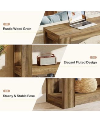 41.34-Inch Console Table, 3-Tier Farmhouse Entryway Table with Storage Shelves, Narrow Sofa Console Behind the Couch