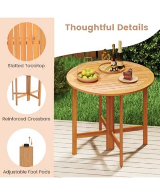 36 in Round Folding Acacia Wood Patio Dining Table