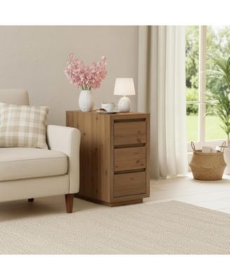 Solid Wood Nightstand with 3-Drawers,  Side Table, Assembly Wooden Bedside Table