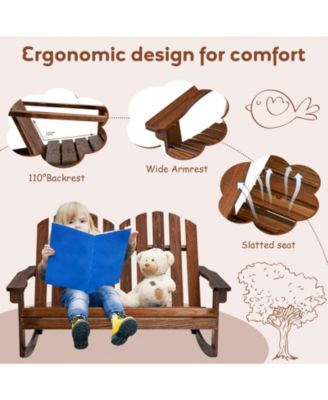 Fir Wood Outdoor Rocking Chair 2-Person with Slatted Seat