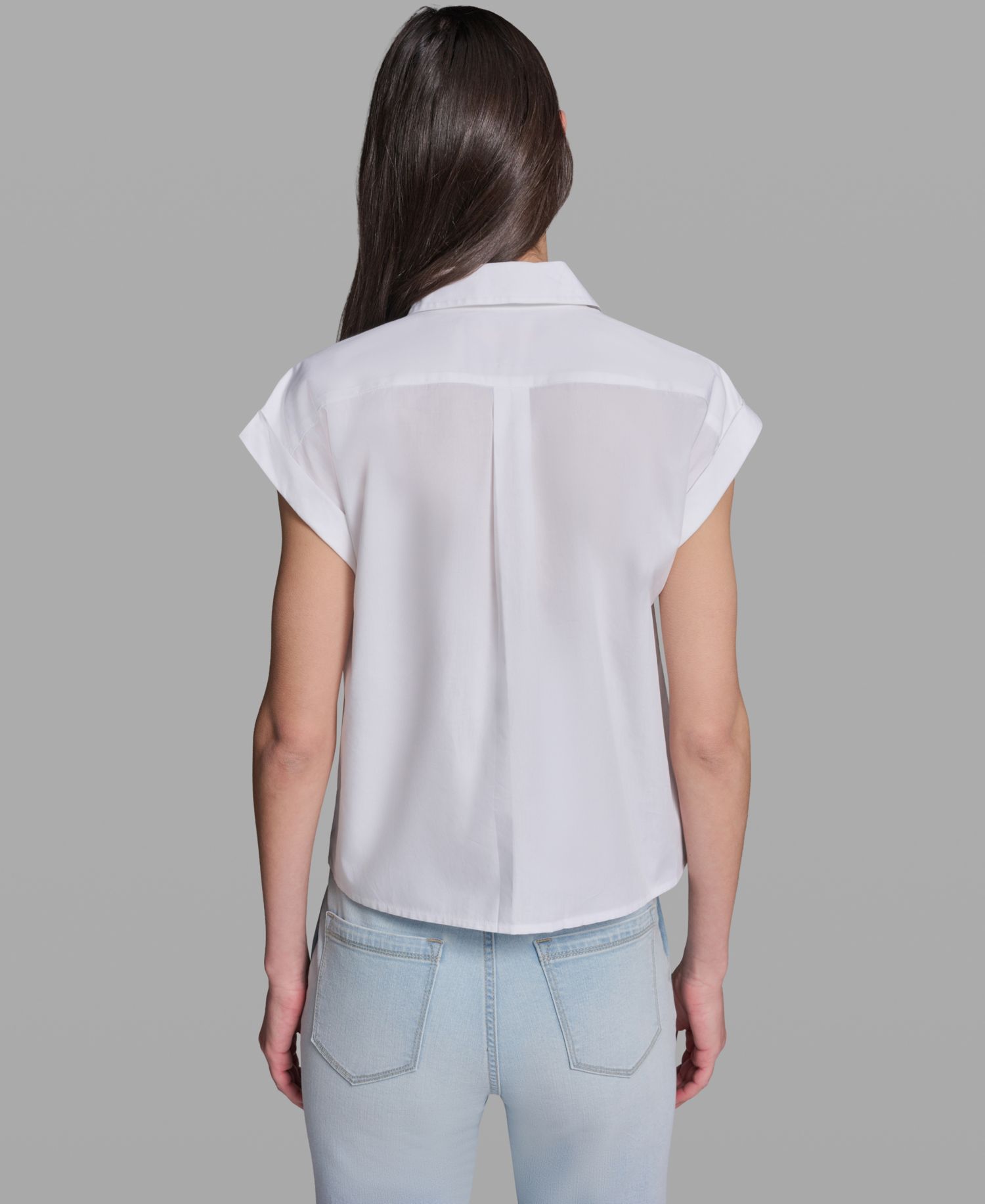 Petite Bow Scenic Poplin Collared Shirt