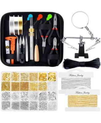 Jewelry Making Kit Tools Earring Hooks Findings Wires Chains Helping Hands