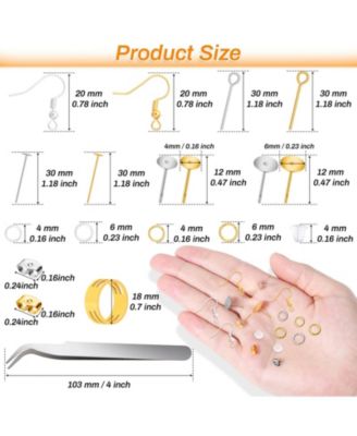2000Pcs Earring Making Kit Hooks Findings Posts Backs Pins Jump Rings
