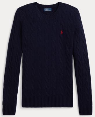 Women's Cable Wool-Cashmere Crew Neck Sweater