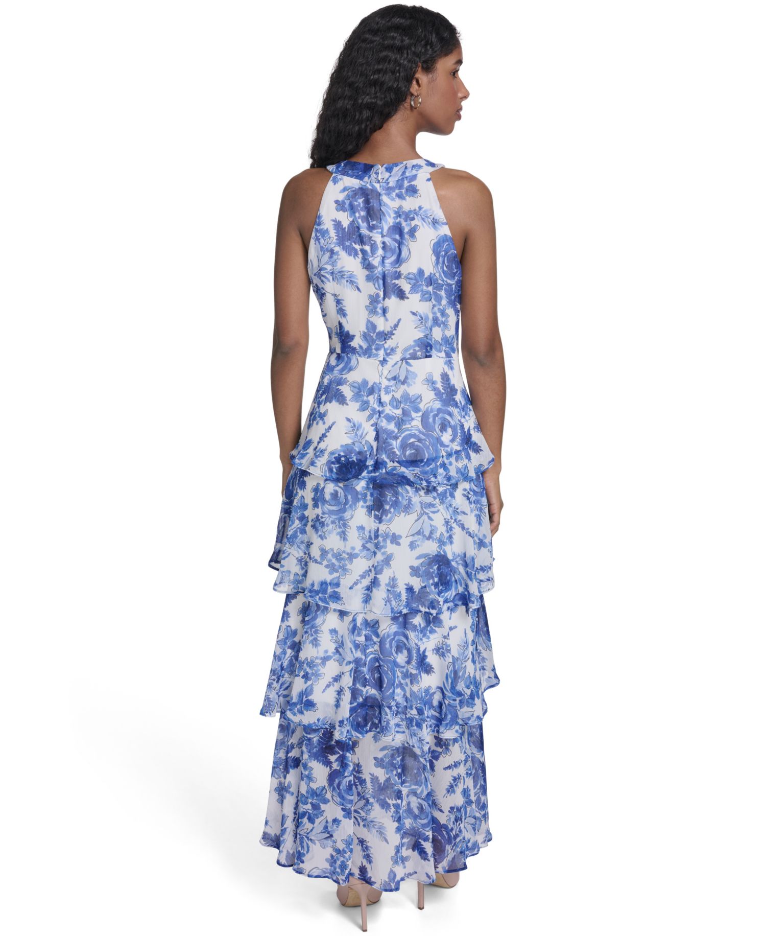 Women's Halter Neck Tiered Maxi Dress