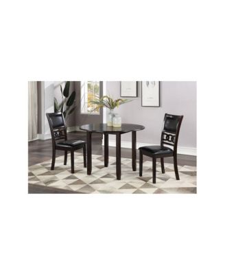 Gia 3-Piece 42" Wood Drop Leaf Dining Set, Ebony