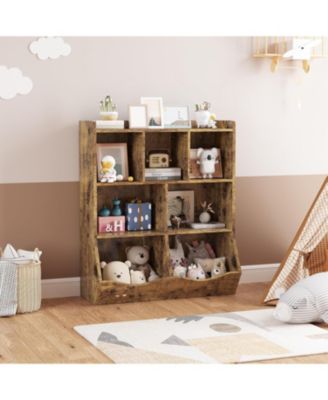 3-Tier Kids Bookcase and Toy Storage Cabinet, Multiple Shelves with Cubby Cabinet, For Kindergarten, Bedroom, Playroom