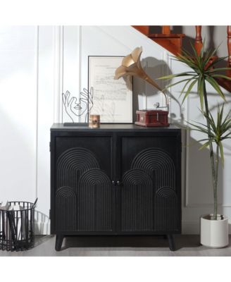 Modern Wood Storage Cabinet 31in Embossed Door Accent Cabinet For Living Room Bedroom