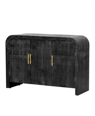 Retro Minimalist Curved Sideboard Gold Handles Adjustable Shelves Antique