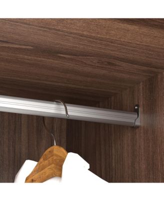 Armoire with 2-Drawers, Hanging Rod and Metal Handles