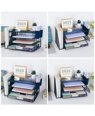 Desk Organizer 4-Tier File Drawer Pen Holders