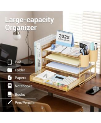 Desk Organizer 4-Tier File Drawer Pen Holders