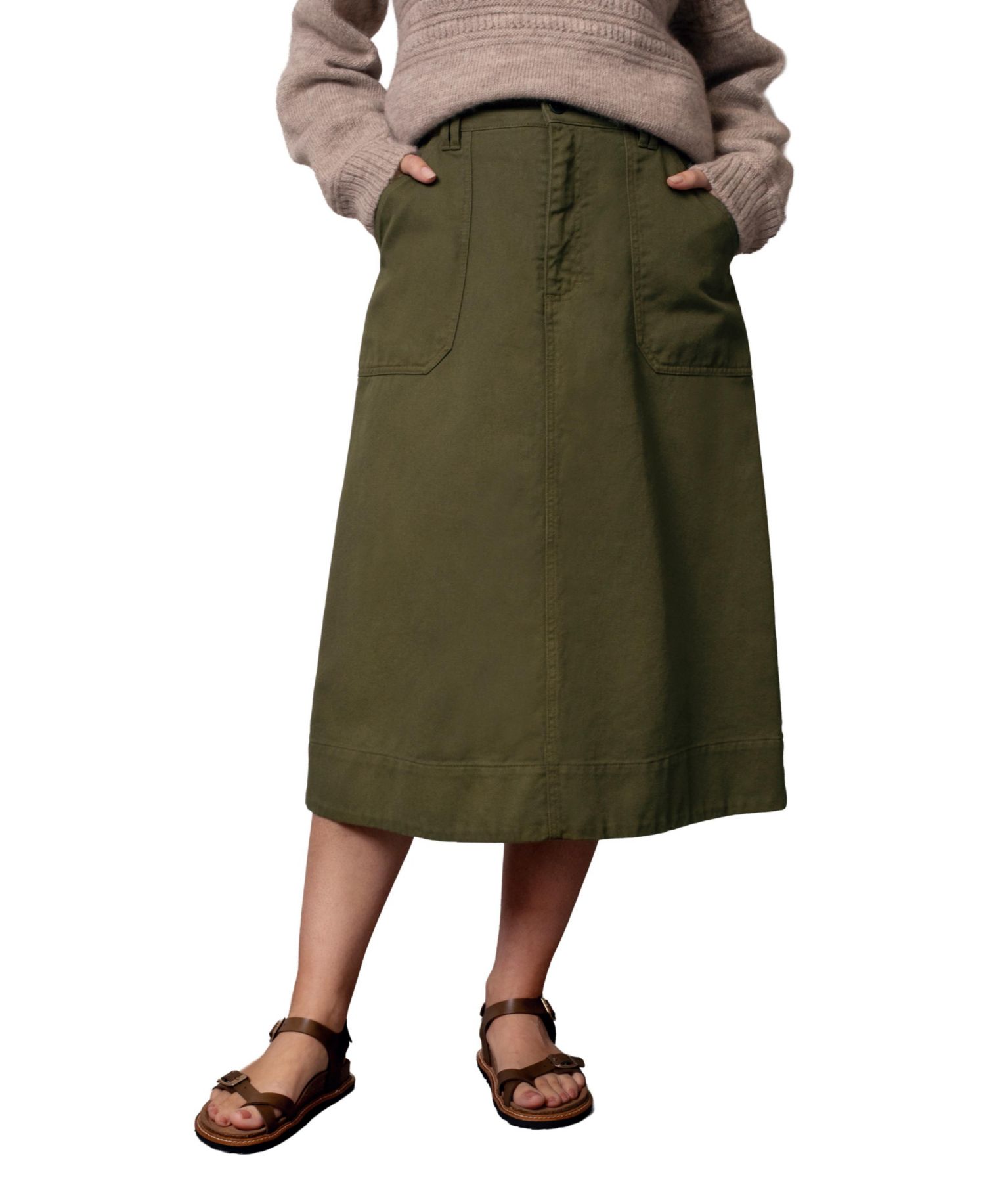 Women's Cotton Twill Midi Skirt