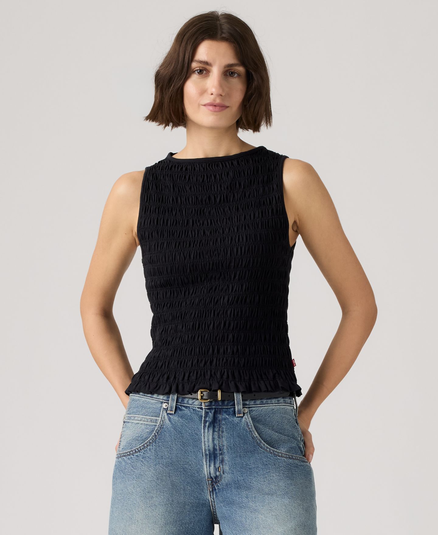 Женский топ Levi's Bella Smocked Boat Neck Top, цвет: Антрацитовый ночной — фото 2