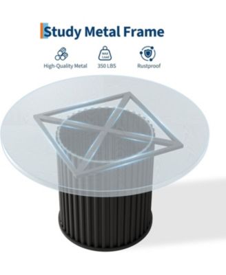 Dining Table for 4-6 People, Circle Kitchen Table with Cross Base, Farmhouse Wood Dinner Table for Apartment, Walnut Brown
