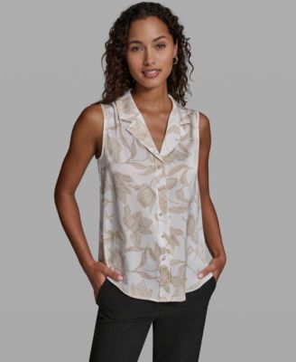 Women's Sleeveless Collared Top