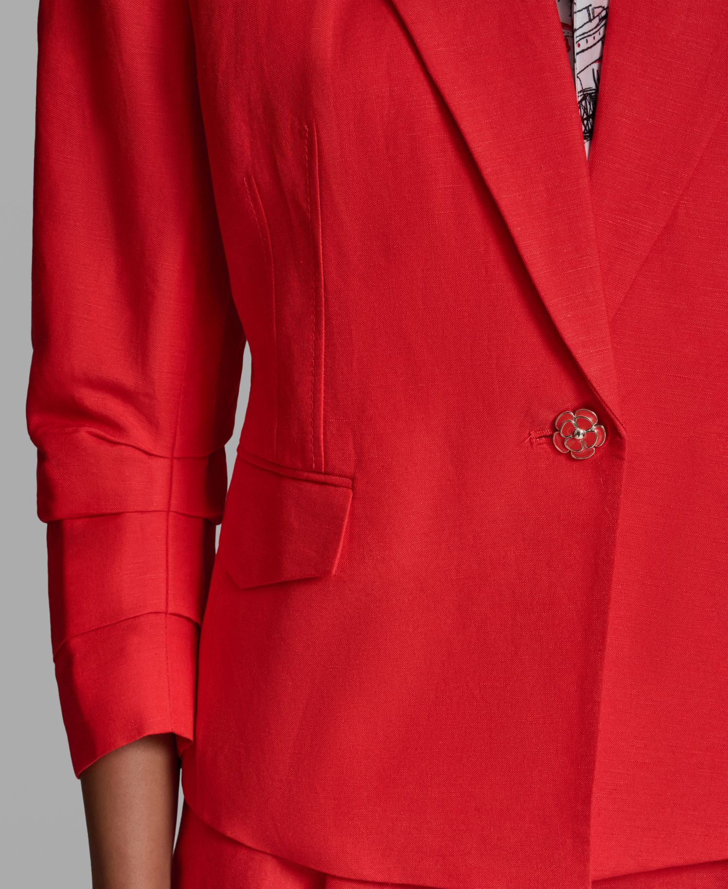 Women's Linen-Blend Cropped Single-Button Blazer