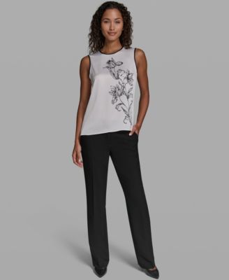 Women's Woven Crew Neck Top
