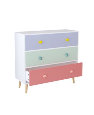 Kids 3 Drawer Dresser Baby Nightstand Storage Cabinet