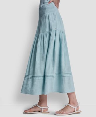 Women's Smocked-Waist Tiered Maxi Skirt