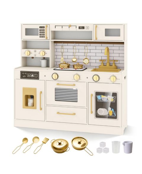 Детская игрушка Slickblue Kids Play Kitchen with Cooking Stove and Water Dispenser, от 3 лет, цвет: Бежевый