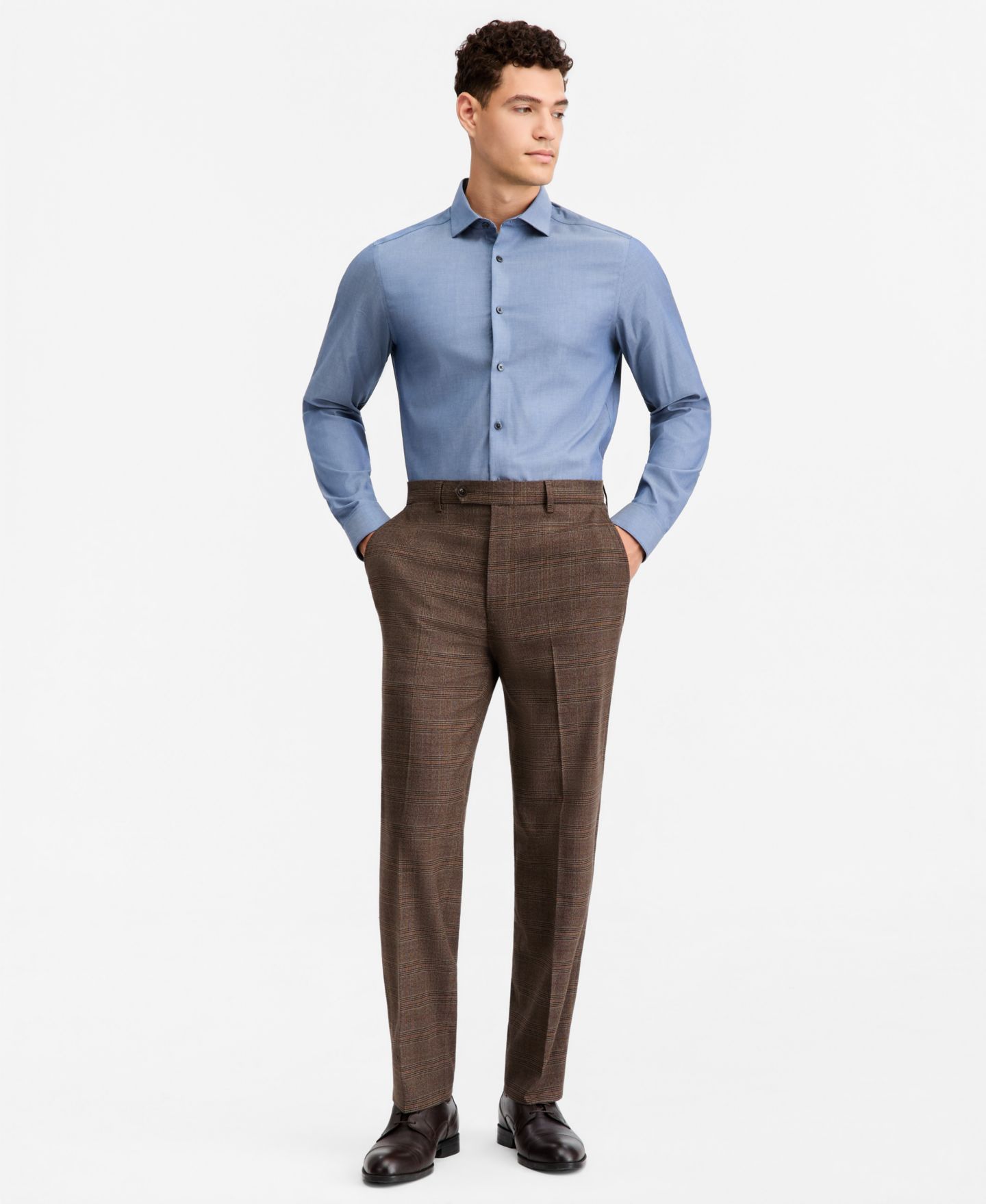 Мужские комплекты Nautica Modern-Fit Stretch Fall 2-Piece Suit, цвет: Коричневый клетчатый — фото 6