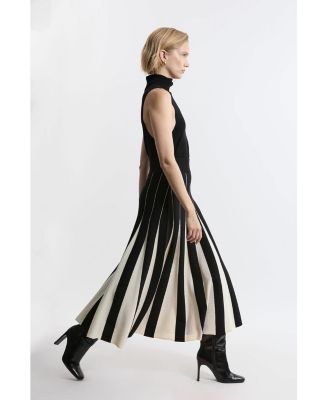 Women's Pointelle Block Pleated Skirt