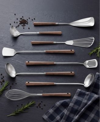 8-Piece 304 Stainless Steel Cooking Utensils Set with Heat-Resistant Wooden Handles