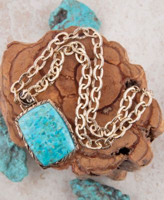 Jacquard Blue Turquoise Golden Pendant Necklace