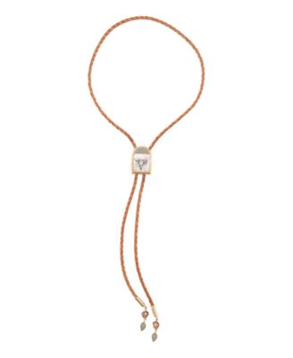 Steer Skull Green Aventurine Golden Leather Bolo Necklace