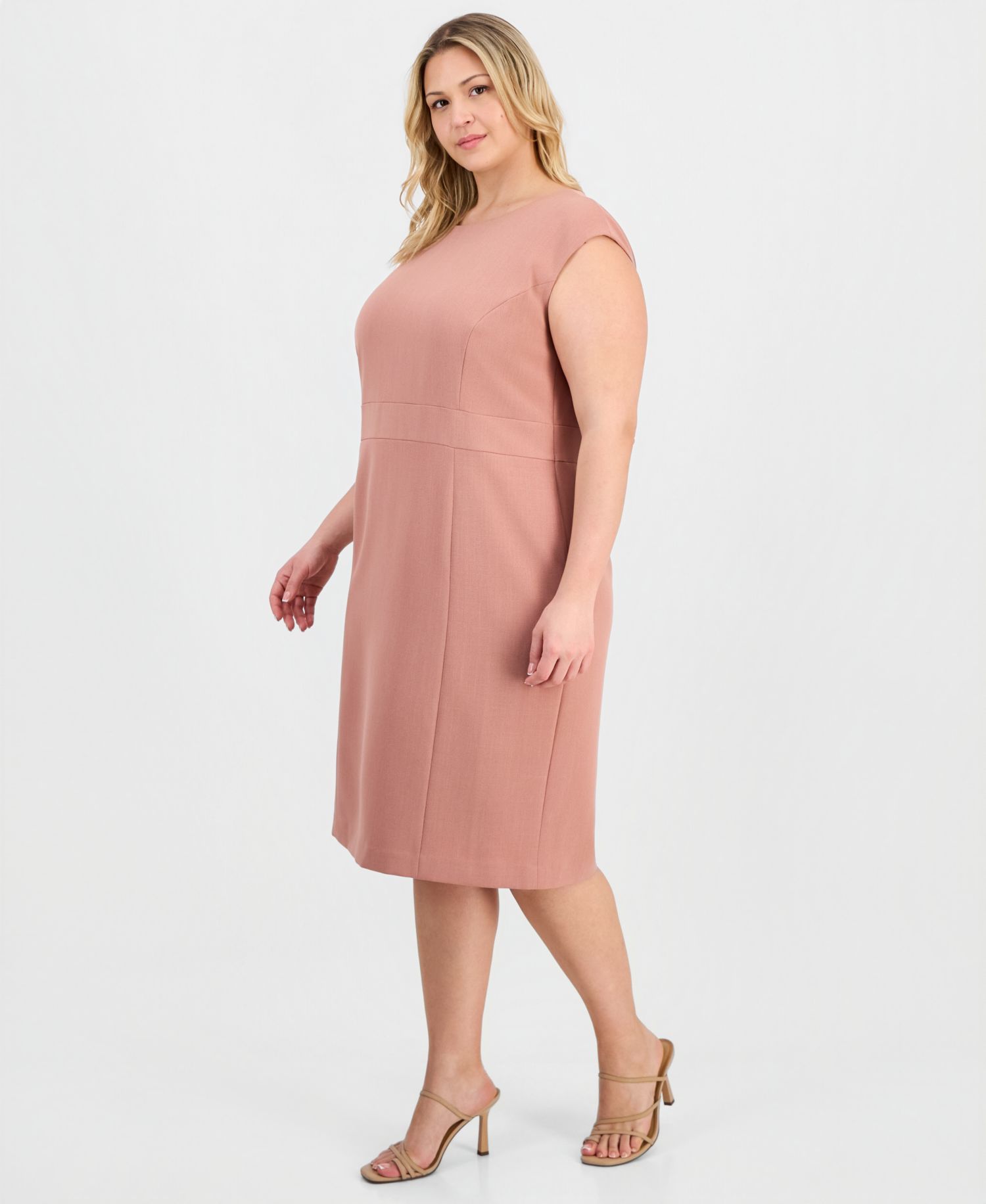 Plus Size Extended Cap Sleeve Sheath Dress