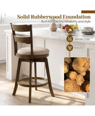 25 in Swivel Counter Height Bar Stool Set of 2 with Polyester Upholstered Seat and Backrest