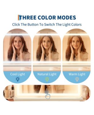 30"x20" LED Makeup Mirror with 3 Color Modes, 10X Magnifier, Smart Touch, for Tabletop or Wall Mount